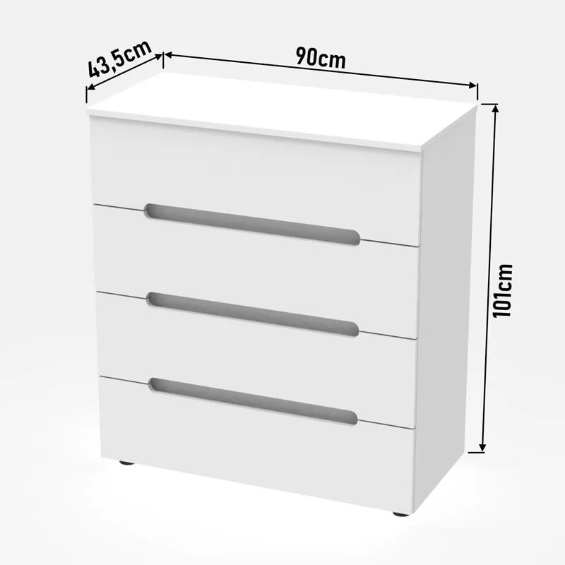 Συρταριέρα Afina mdf-μελαμίνη σε λευκή glossy απόχρωση 90x44x101 εκ. 90x43x101 εκ.