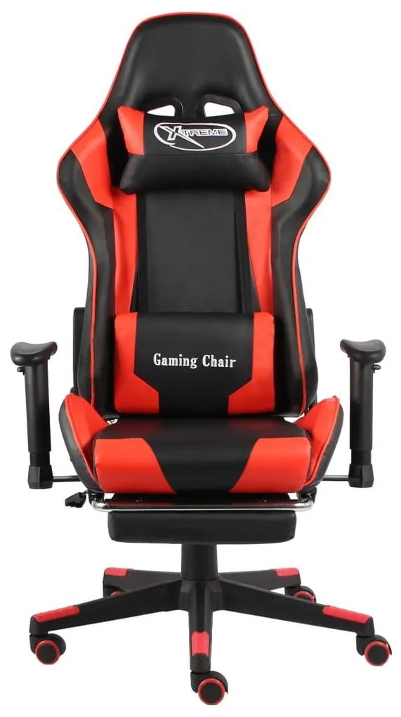 Καρέκλα Gaming Περιστρεφόμενη με Υποπόδιο Κόκκινη PVC - Κόκκινο