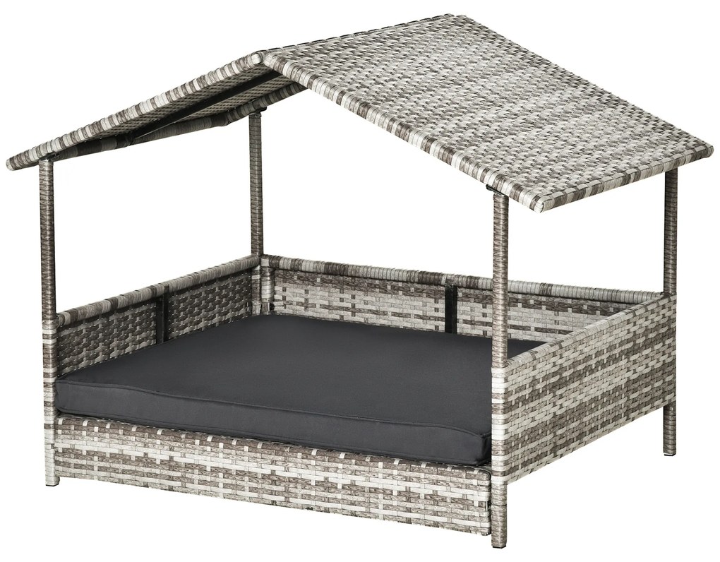 PawHut Σκύλος Σπίτι Σκύλος Κρεβάτι Σκύλος Καναπές, Ανθεκτικό στις Καιρικές Συνθήκες, Αφαιρούμενο Μαξιλάρι, Γκρι