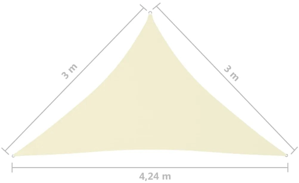 Πανί Σκίασης Τρίγωνο Κρεμ 3 x 3 x 4,24 μ. από Ύφασμα Oxford - Κρεμ