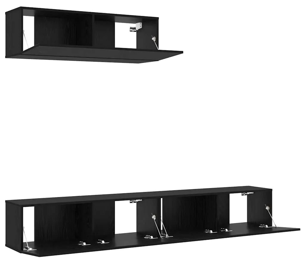 vidaXL Σετ Ντουλάπας Τηλεόρασης 3 pcs Μαύρη δρυς 200 x 30 x 30 cm