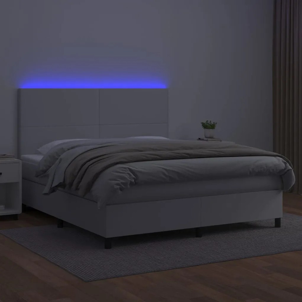 ΚΡΕΒΑΤΙ BOXSPRING ΜΕ ΣΤΡΩΜΑ &amp; LED ΛΕΥΚΟ 180X200 ΕΚ. ΣΥΝΘ. ΔΕΡΜΑ 3135838