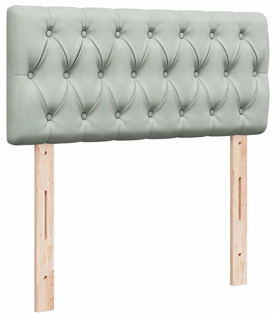 vidaXL Κρεβάτι Boxspring με Στρώμα Ανοιχτό Γκρι 100x200 εκ. Βελούδινο