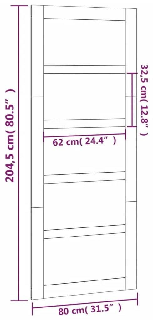 Πόρτα Αχυρώνα Λευκή 80 x 1,8 x 204,5 εκ. από Μασίφ Ξύλο Πεύκου - Λευκό