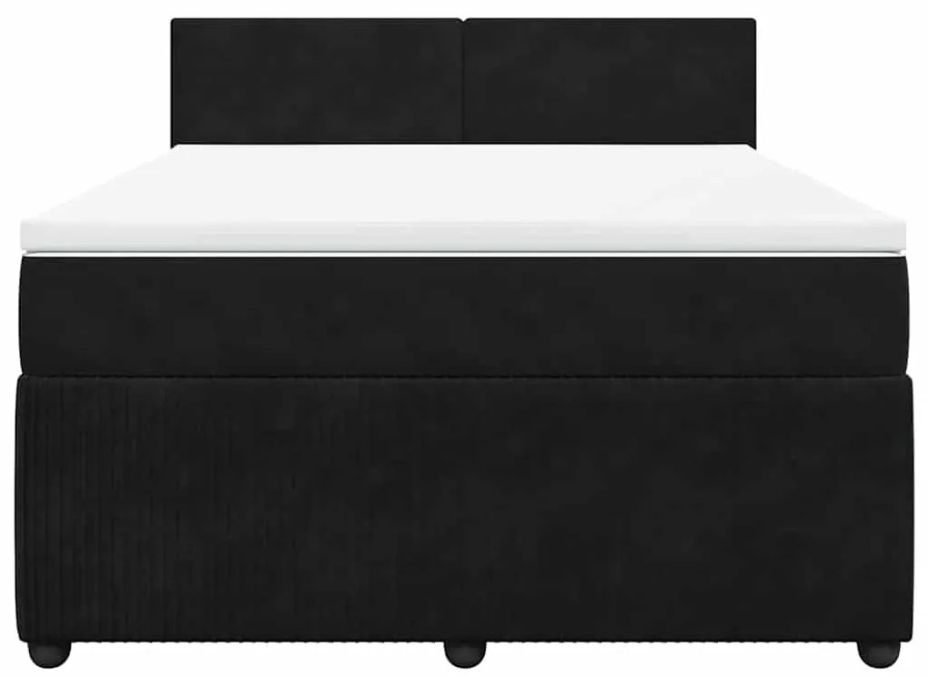 vidaXL Κρεβάτι Boxspring με Στρώμα Μαύρο 160x200 εκ. Βελούδινο