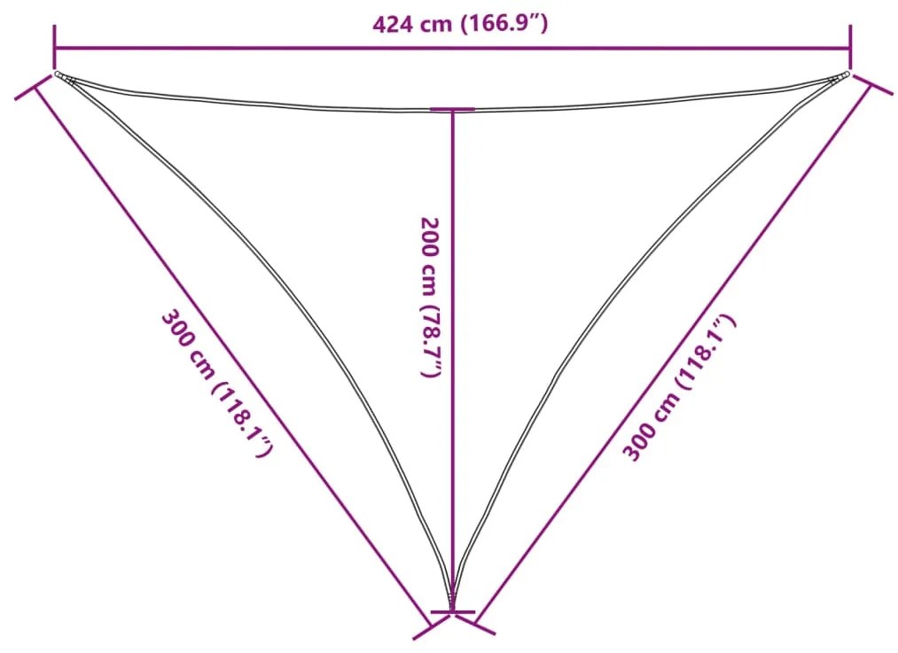 Πανί Σκίασης Τρίγωνο Λευκό 3 x 3 x 4,24 μ. από Ύφασμα Oxford - Λευκό