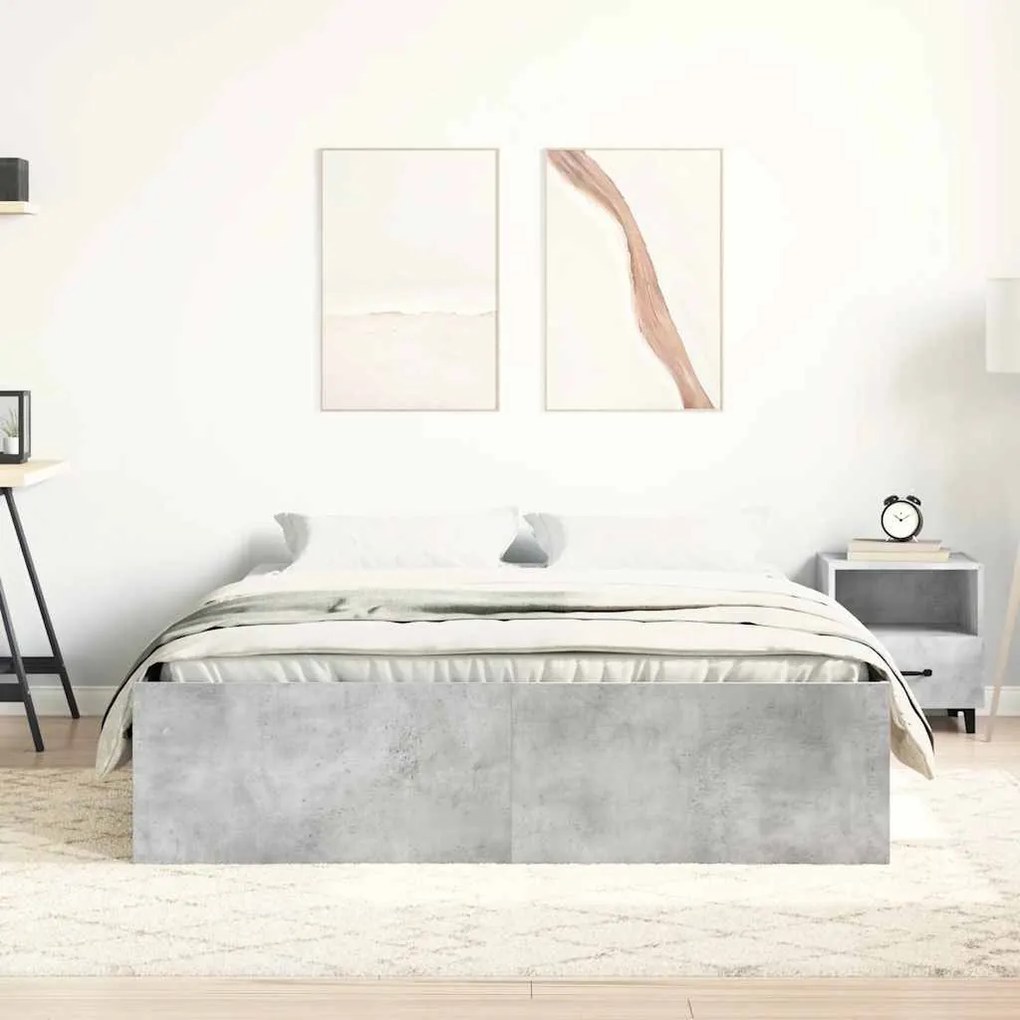vidaXL Πλαίσιο Κρεβατιού Γκρι Σκυροδέματος 135x190 εκ. Double