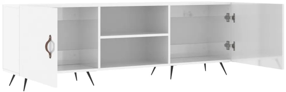 vidaXL Έπιπλο Τηλεόρασης Γυαλ. Λευκό150x30x50εκ.Επεξεργασμένο Ξύλο