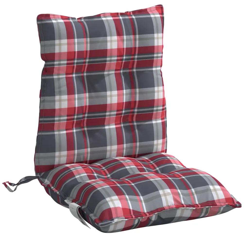 vidaXL Μαξιλάρια Καρέκλας Χαμηλή Πλάτη 4τεμ.Κόκκινο Καρό Ύφασμα Oxford