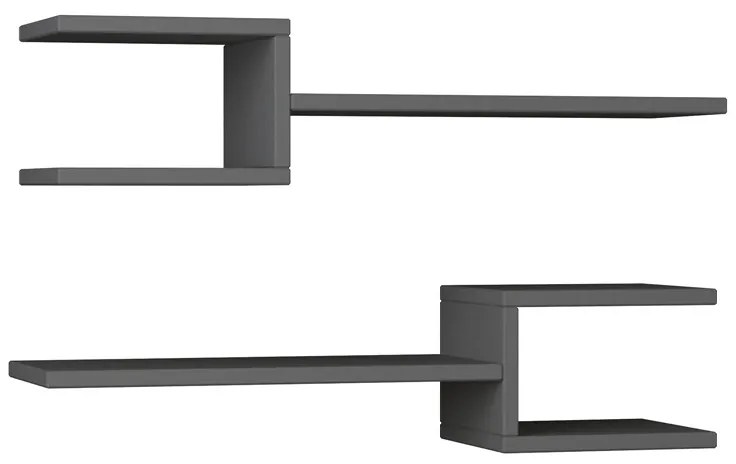 Ραφιέρα τοίχου Fork Megapap 2 τεμαχίων χρώμα ανθρακί 75x19,5x18εκ.