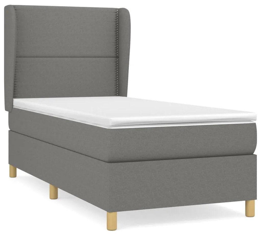 Κρεβάτι Boxspring με Στρώμα Σκούρο Γκρι 80x200 εκ. Υφασμάτινο - Γκρι