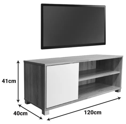 Έπιπλο τηλεόρασης Ellon μελαμίνης sonoma-λευκό 120x40x41εκ. 120x40x41 εκ.