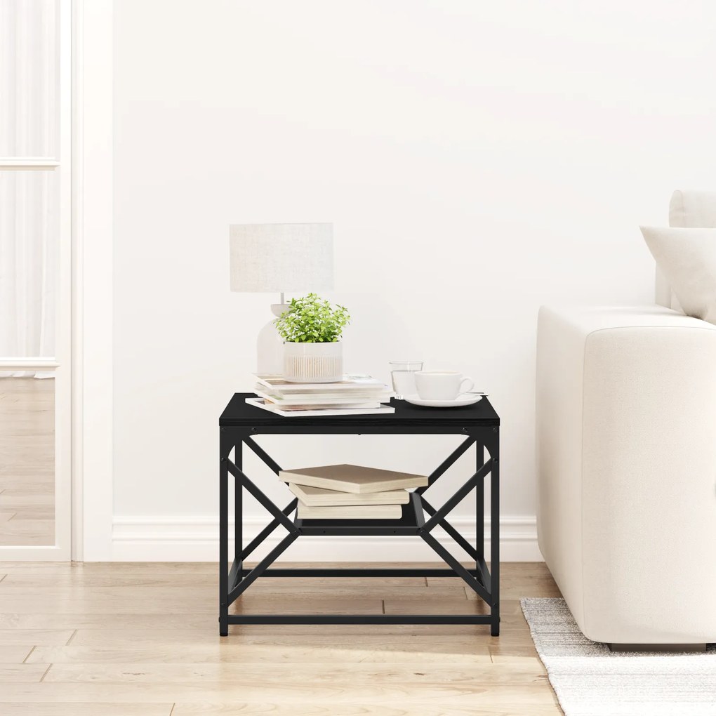 vidaXL Μαύρο Τρεμπάκι Καφέ με Ράφι, 51x50x40 εκ, Φτιαγμένο από Επεξεργασμένο Ξύλο