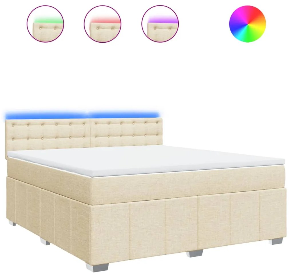 ΚΡΕΒΑΤΙ BOXSPRING ΜΕ ΣΤΡΩΜΑ ΚΡΕΜ 180X200 ΕΚ. ΥΦΑΣΜΑΤΙΝΟ 3289466