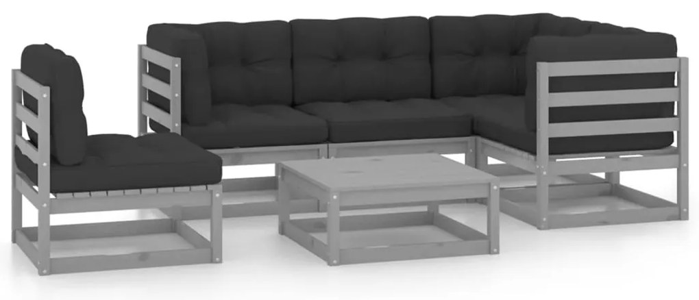 vidaXL Σαλόνι Κήπου Σετ 6 Τεμαχίων από Μασίφ Ξύλο Πεύκου & Μαξιλάρια