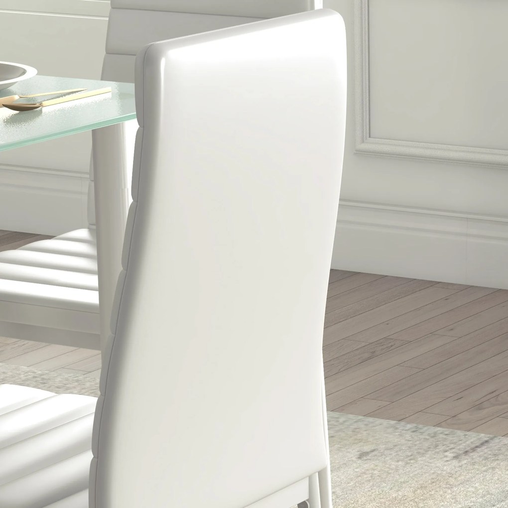 Σετ τραπεζαρίας 5 τεμαχίων, μοντέρνος σχεδιασμός, γυάλινο τραπέζι, λευκό