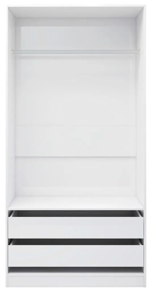 Ντουλάπα Γυαλιστερό Λευκό 100 x 50 x 200 εκ. από Επεξ. Ξύλο - Λευκό
