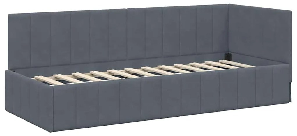 vidaXL Κρεβάτι γωνίας με στρώμα με στρώμα 2 pcs Γκρι Βελούδο