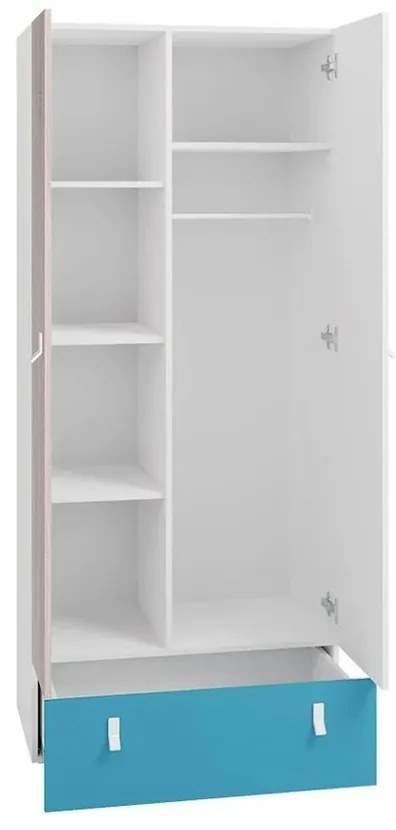 Ντουλάπα Omaha H102, Beige, Δρυς, Μαύρο, 190x80x50cm, 70 kg, Πόρτες ντουλάπας: Με μεντεσέδες, Αριθμός ραφιών: 4, Αριθμός ραφιών: 4 | Epipla1.gr