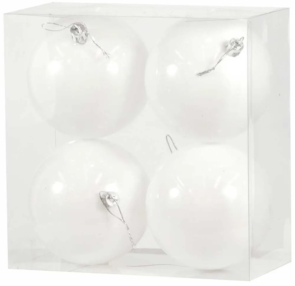 Σετ 4 Χριστουγεννιάτικες μπάλες Άσπρες 10cm 236712