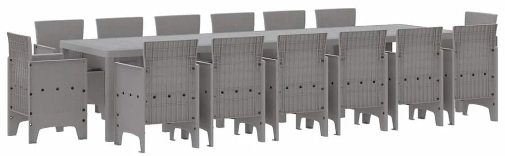 vidaXL Σέτ φαγητού για κήπο 15 pcs Ανοιχτό γκρι Rattan Polt
