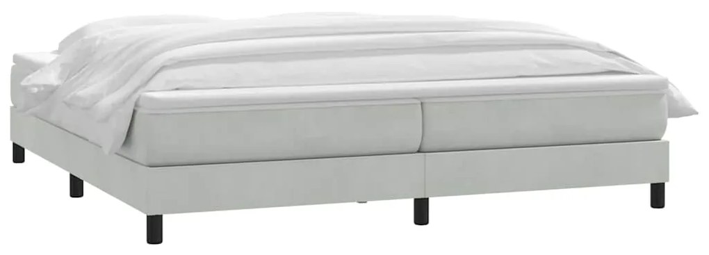 vidaXL Κρεβάτι Boxspring με Στρώμα Ανοιχτό Γκρι 180x210 εκ. Βελούδινο