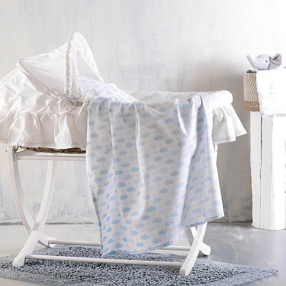 Σεντόνι Βρεφικό Cloudy Blue Ρυθμός Λίκνου 80x110cm 100% Cotton