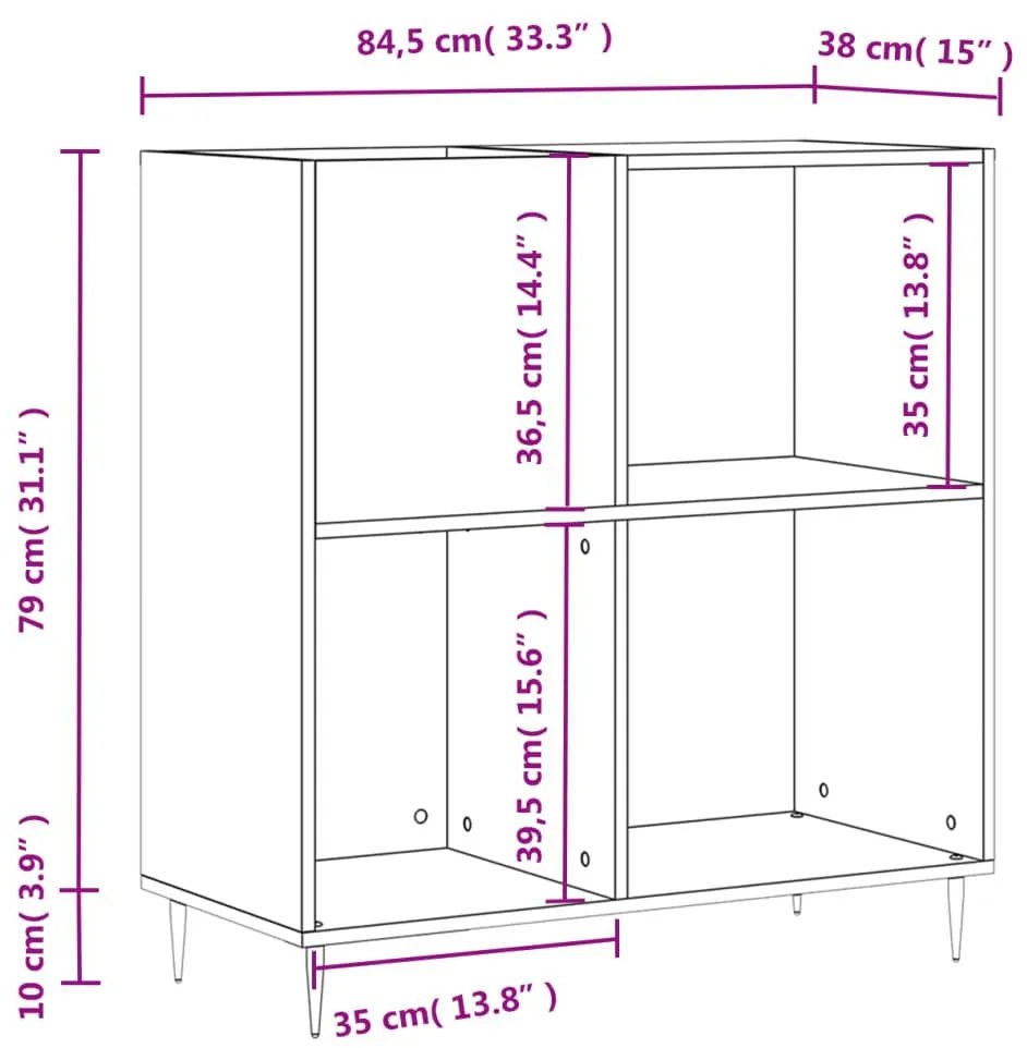 Δισκοθήκη Καφέ Δρυς 84,5 x 38 x 89 εκ. από Επεξεργασμένο Ξύλο - Καφέ