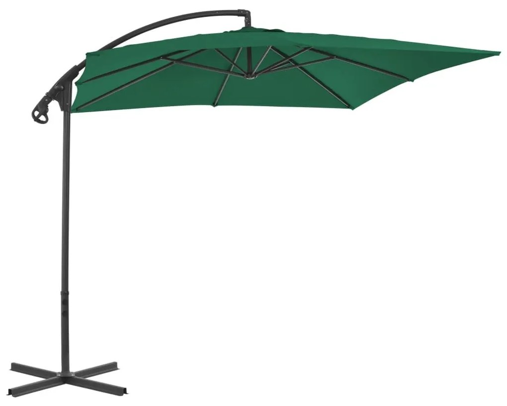 Ομπρέλα Κρεμαστή Πράσινη 250 x 250 εκ. με Ατσάλινο Ιστό - Πράσινο