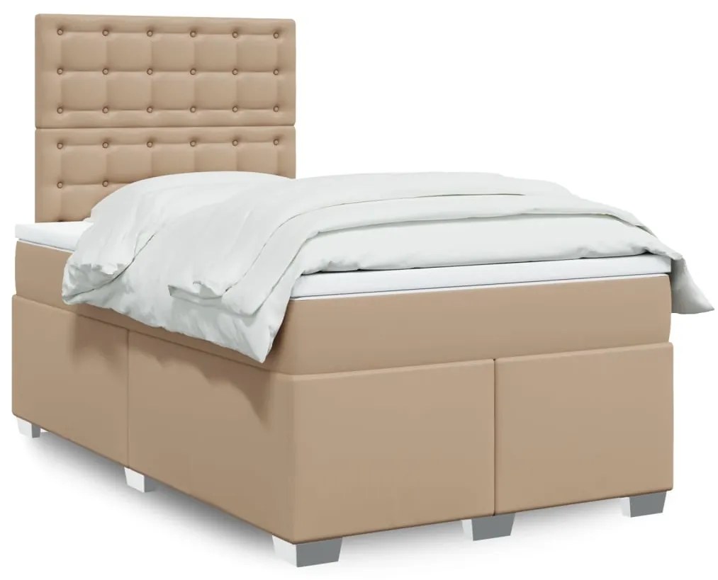 vidaXL Κρεβάτι Boxspring με Στρώμα Καπουτσίνο 80x200 εκ. Συνθ. Δέρμα