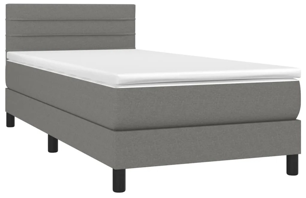 ΚΡΕΒΑΤΙ BOXSPRING ΜΕ ΣΤΡΩΜΑ &amp; LED ΣΚ.ΓΚΡΙ 90X190 ΕΚ. ΥΦΑΣΜΑΤΙΝΟ 3133198