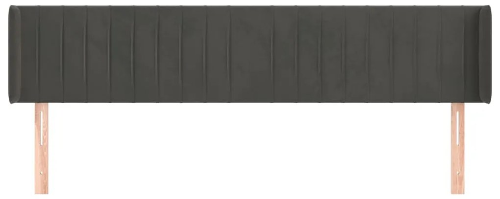 vidaXL Κεφαλάρι με Πτερύγια Σκούρο Γκρι 163x16x78/88 εκ. Βελούδινο