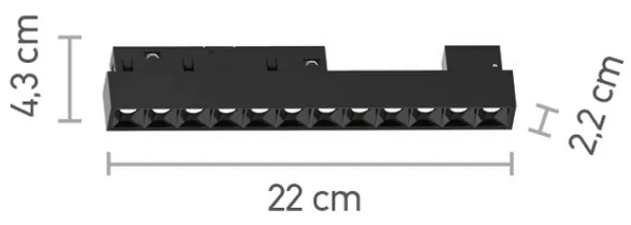 Φωτιστικό LED 12W 3CCT για μαγνητική ράγα σε μαύρη απόχρωση D:22X2,4X4,3cm (TM0050-Black)