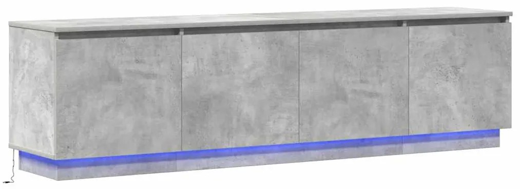 vidaXL Βιτρίνα τηλεόρασης με LED Γκρι σκυροδέματος 180 x 38 x 49 εκ