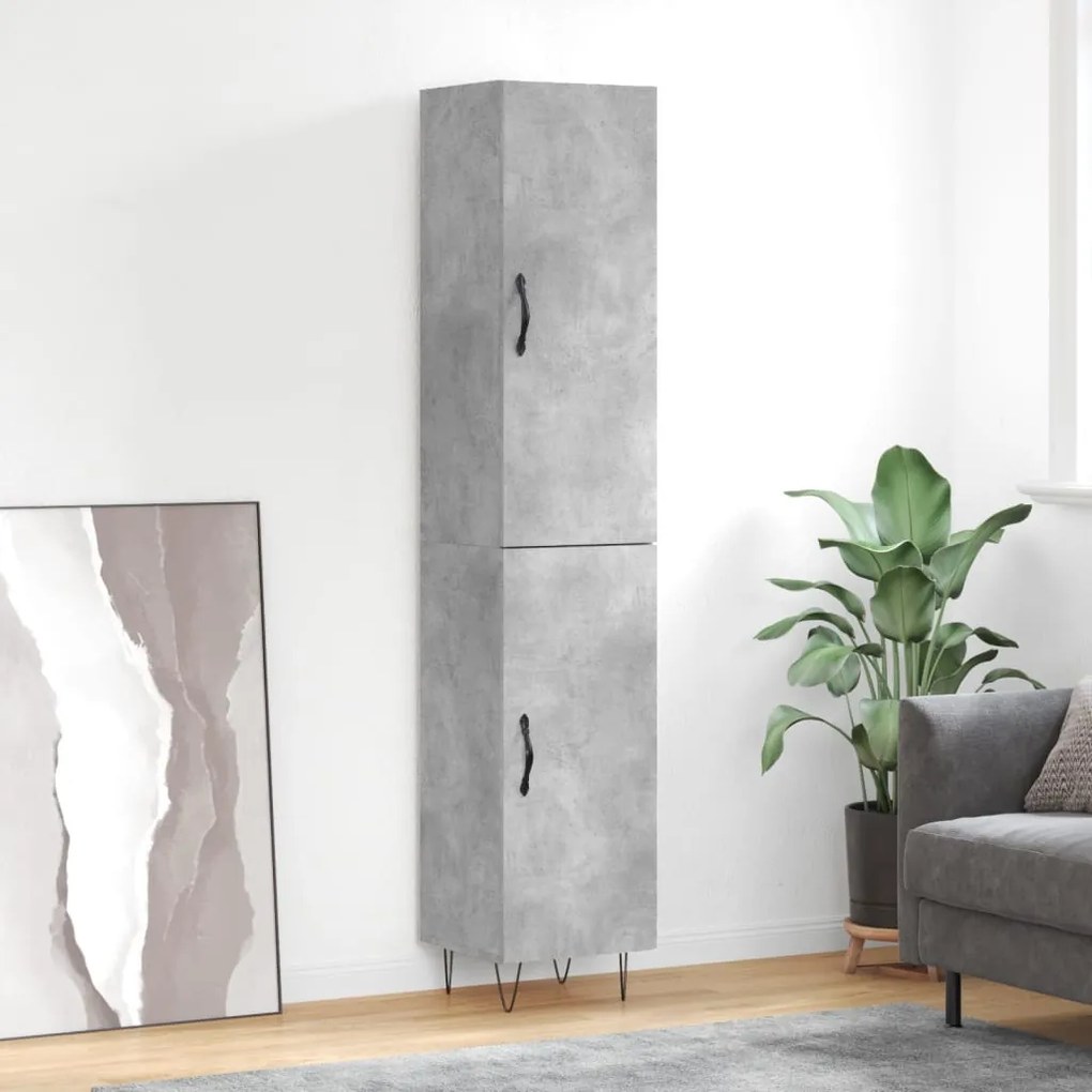 vidaXL Ντουλάπι Γκρι Σκυροδέματος 34,5x34x180 εκ. Επεξεργασμένο Ξύλο