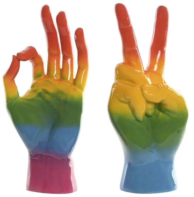 Διακοσμητική Φιγούρα Home ESPRIT Πολύχρωμο Χέρι 16 x 10 x 36 cm (x2)