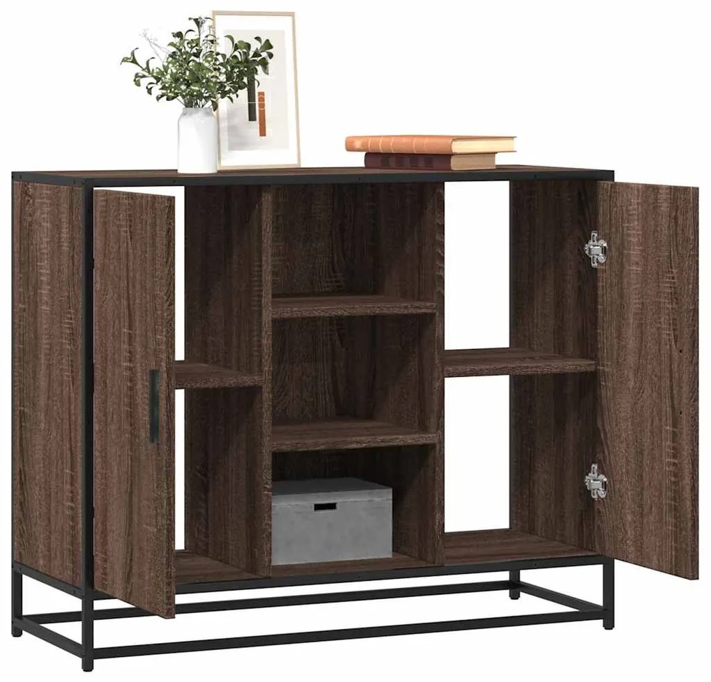 Sideboard καφέ δρυς 92x35x76 cm Ξύλινο μηχανουργικό ξύλο