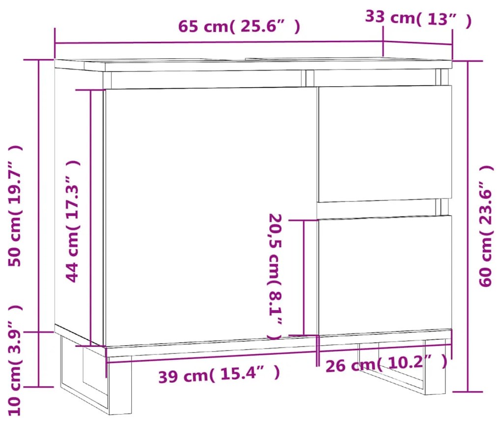 ΝΤΟΥΛΑΠΙ ΜΠΑΝΙΟΥ ΓΚΡΙ SONOMA 65X33X60 ΕΚ. ΕΠΕΞΕΡΓΑΣΜΕΝΟ ΞΥΛΟ 831618