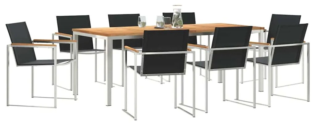 vidaXL Σέτ φαγητού για κήπο 9 pcs Συμπαγές Ξύλο Τικ