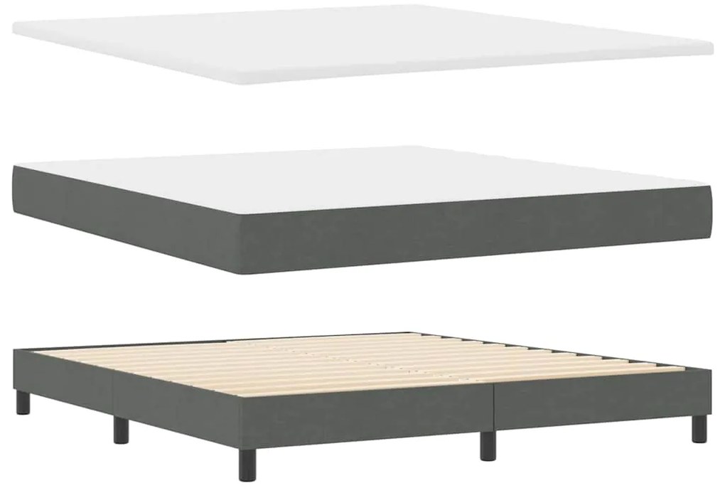 vidaXL Κρεβάτι box spring με στρώμα Σκούρο γκρι 180 x 200 cm ύφασμα