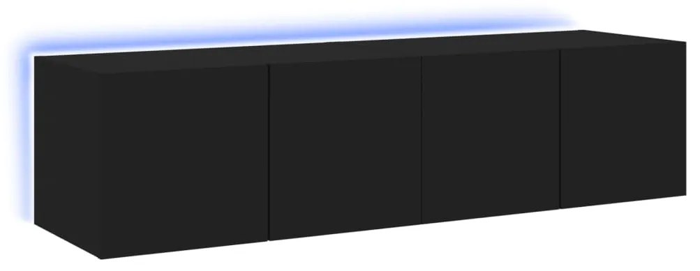 vidaXL Έπιπλα Τοίχου Τηλεόρασης με LED 2 Τεμ. Μαύρα 60x35x31 εκ.