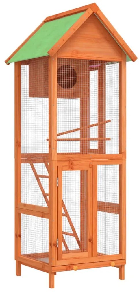 vidaXL Σπιτάκι Πουλιών Καφέ 60 x 58,5 x 160 εκ. από Μασίφ Ξύλο Πεύκου