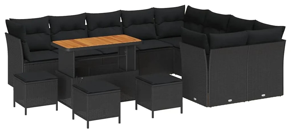 vidaXL Σετ Καναπέ Κήπου 13 pcs Μαύρο συνθετικό ρατάν