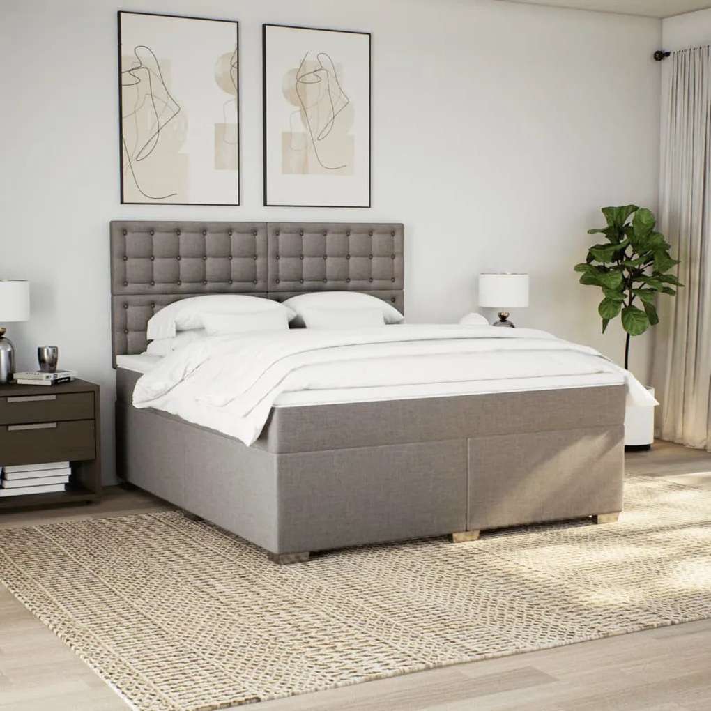 Κρεβάτι Boxspring με Στρώμα Taupe 180x200 εκ. Υφασμάτινο - Μπεζ-Γκρι