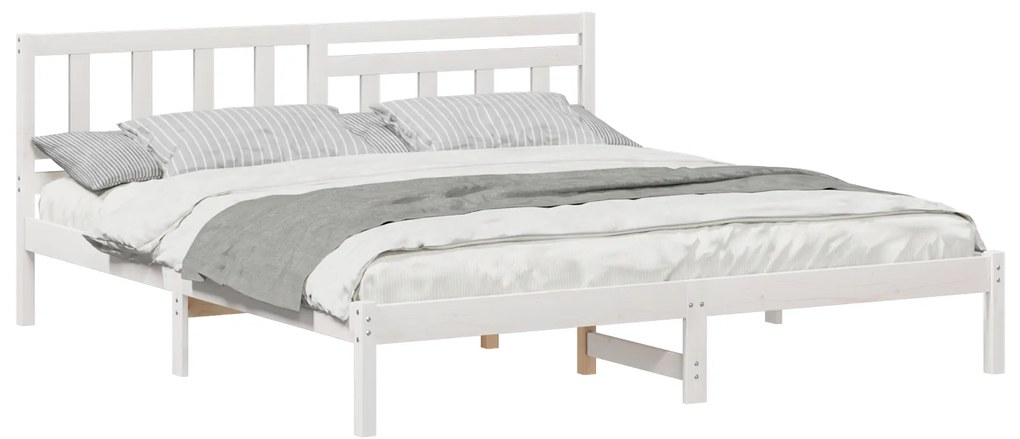 vidaXL Σκελετός Κρεβατιού Λευκό 180 x 200 cm Συμπαγές ξύλο πεύκου