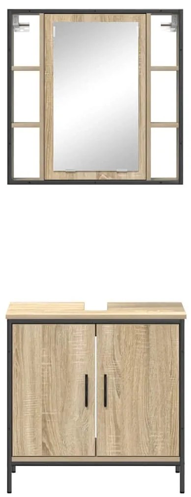 vidaXL Σετ Επίπλων Μπάνιου με ράφι με πόρτα 2 pcs Καφέ 60 x 30 x 60 cm