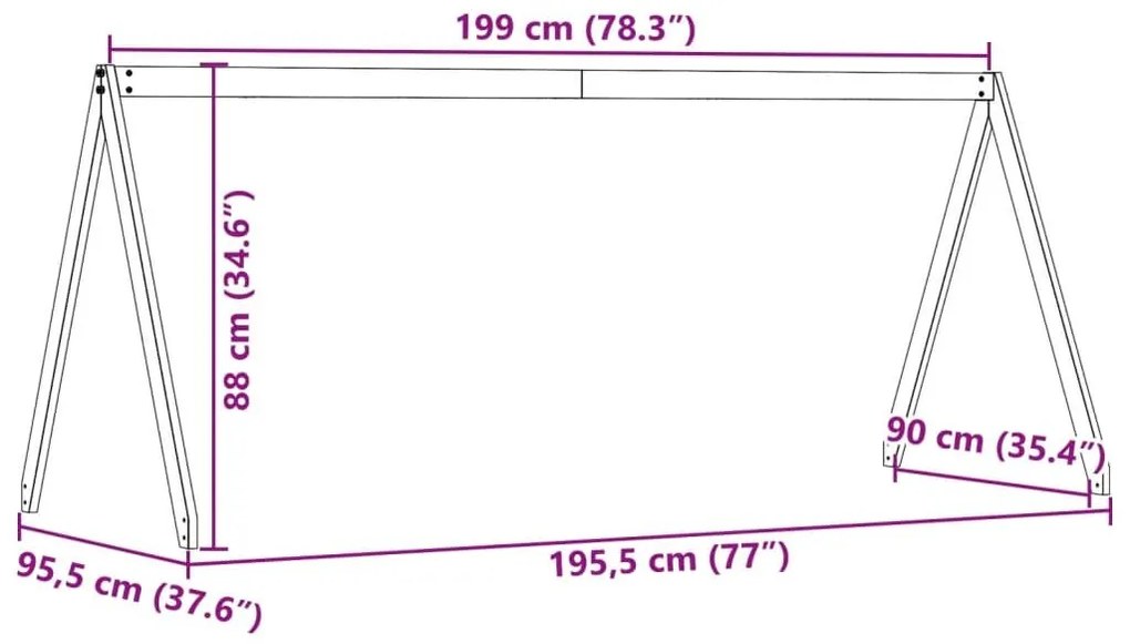 Οροφή Κρεβατιού Παιδική Λευκό 199x95,5x88 εκ. Μασίφ Ξύλο Πεύκου - Λευκό