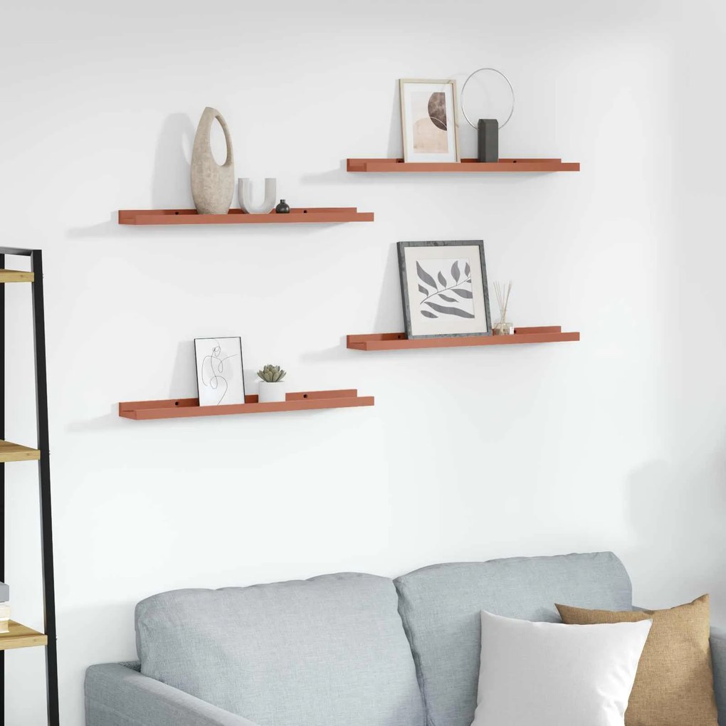 vidaXL Ράφι Τοίχου 4 pcs Κόκκινο 60 x 9 x 3 cm Επεξεργασμένο ξύλο