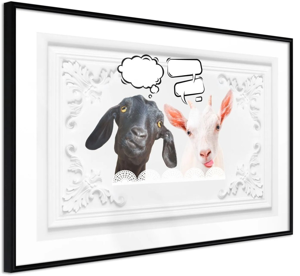 Αφίσα - Conversation of Two Goats - 60x40 - Μαύρο - Χωρίς πασπαρτού