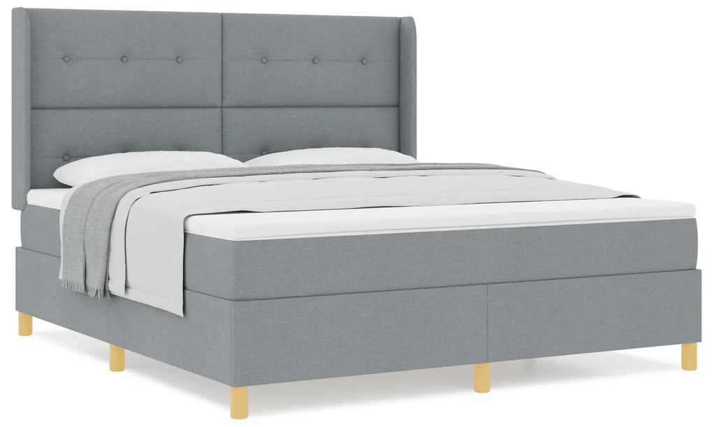 vidaXL κρεβάτι Box Spring με στρώμα γκρι φωτεινό 180x200 εκ. υφάσματος